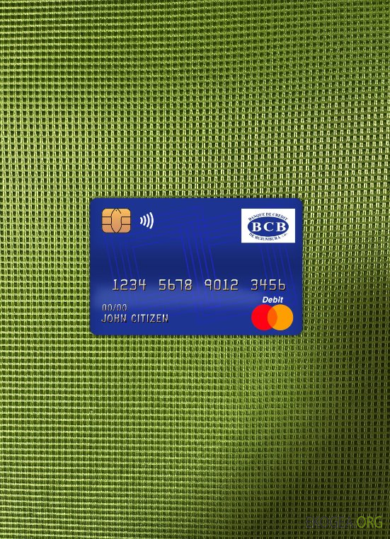 Banque de crédit du Burundi de Bujumbura, carte de débit principale, photolook , avant